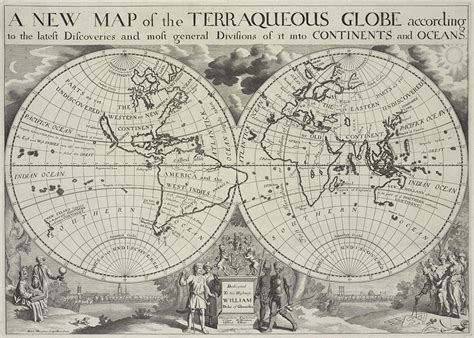 Vintage Map Of The World 1700 Drawing By Cartographyassociates Fine