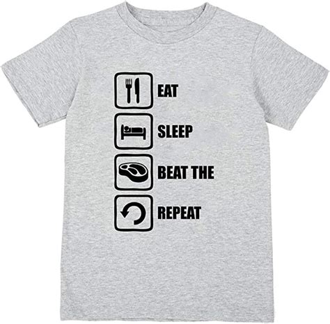 Eat Sleep Beat The Meat Repeat Das T Shirt Des Unisexkindes Amazonde Bekleidung