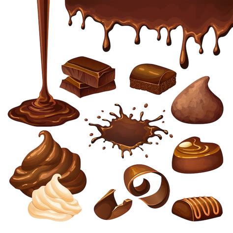 Conjunto De Elementos De Chocolate De Dibujos Animados Vector Gratis