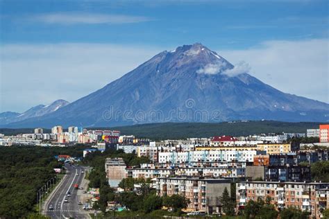 Petropavlovsk Kamchatsky City And Koryak Volcano Far East Russia