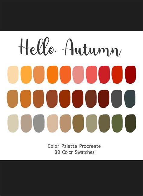 Autumn Color Palette Deep Autumn Color Palette For Procreate Instant