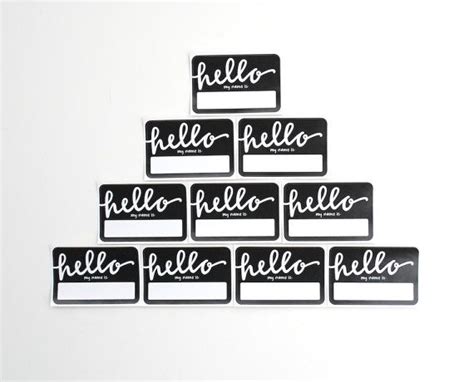 Name Tags Hello My Name Is Black Pack Of 10 Etsy Name Tags Recruitment Name Tags Fun