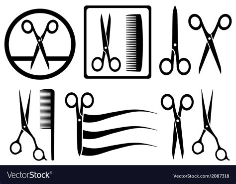 Scissors Icons With Comb For Hair Salon Royalty Free Vector