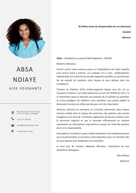 Lettre de Motivation Aide-Soignante (2 exemples + guide de rédaction)