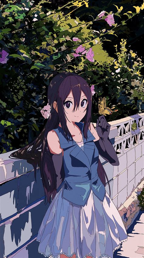 1080p Free Download Anime Anime Girls Purple Hair Purple Eyes Butterfly Plants Hd Phone