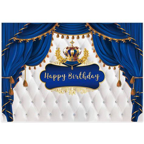 Buy Allenjoy 7x5ft Royal Blue Happy Birthday Party Backdrop Ethnic Little Prince Gold Grown