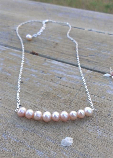 Dainty Pearl Necklace Freshwater Pearls On Sterling Chain Etsy