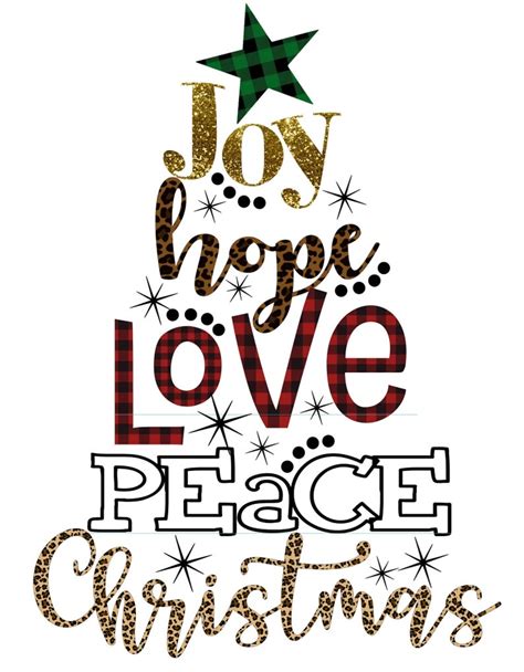 Joy Hope Love Peace Christmas Buffalo Plaid Leopard