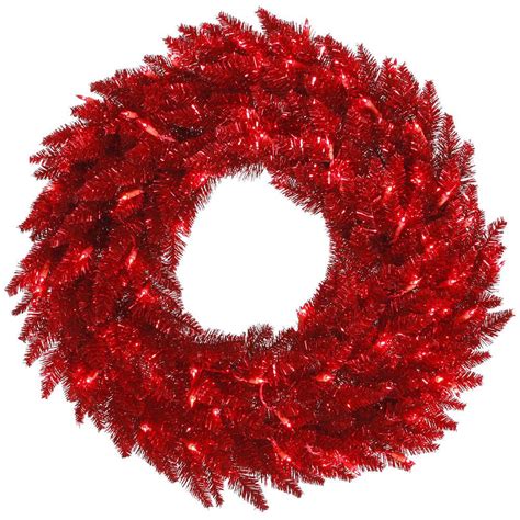 36 Tinsel Red Christmas Wreath With Mini Lights Magic Winter Holiday