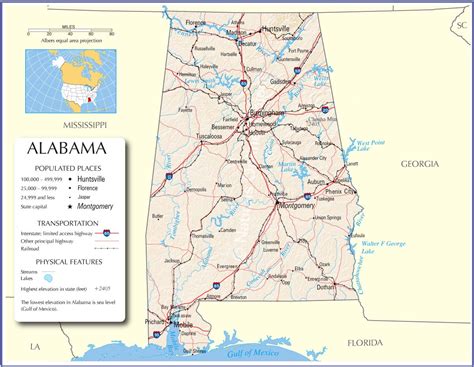 Alabama Map Alabama State Map Alabama Road Map Map Of Aalbama