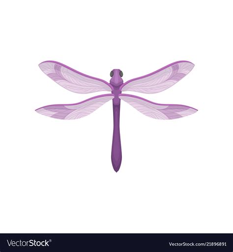 Flat Icon Of Small Dragonfly With Purple Vector Image