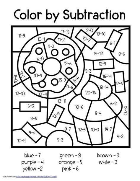 Subtract the number by multiple of 10 step 2: Addition Color By Number 2nd Grade Worksheets | Worksheet Hero