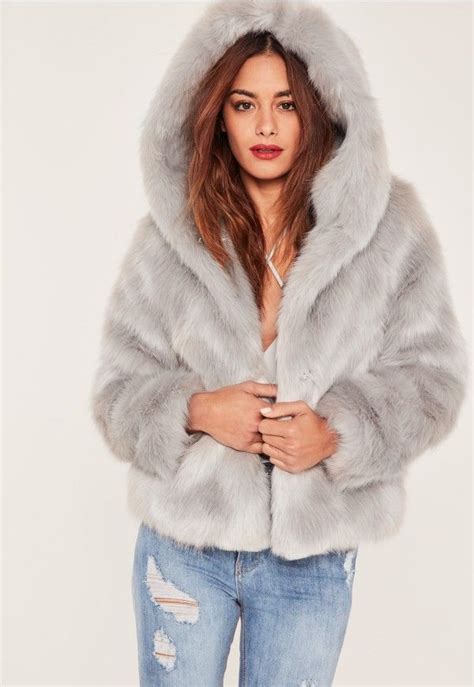 caroline receveur grey hooded faux fur coat missguided grey faux fur coat faux fur hooded