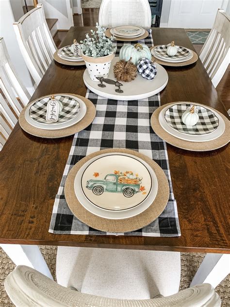 Simple Fall Table Setting Idea Using Buffalo Check Wilshire