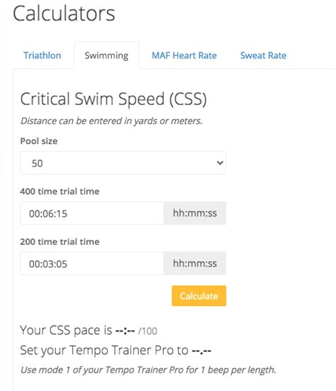 Critical Swim Speed Calculation And Paces