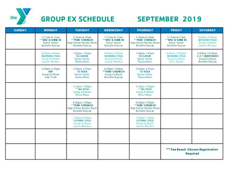 Group Exercise Schedule And Class Descriptions