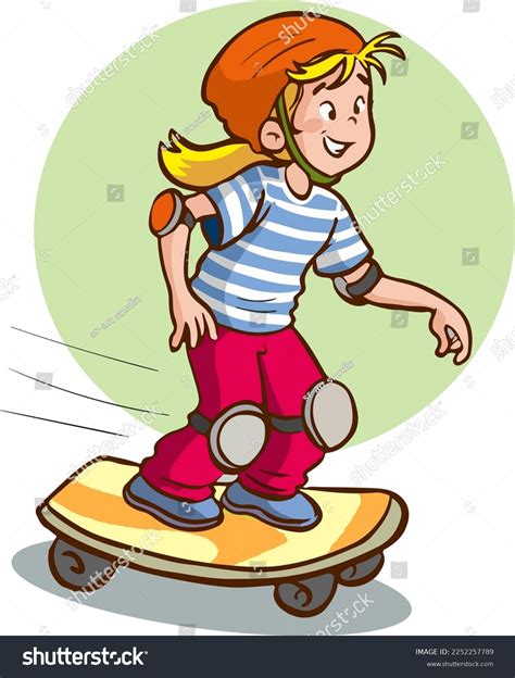 Kids Skateboarding Cartoon Vector Illustration Stock Vector Royalty