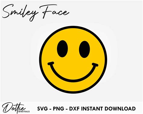 Dottie Digitals Smiley Face Svg Png Dxf Smile Cutting File Happy Icon