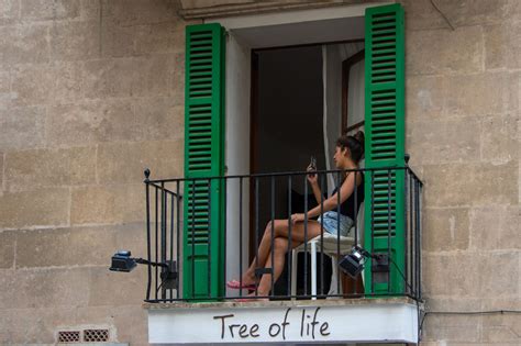 Girl On A Balcony In Palma Summer Girls Hello Neighbor Girl Poses