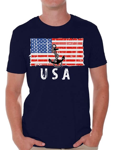 Awkward Styles Anchor Usa Men Shirt Independence Day Us Flag T Shirt