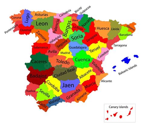 Mapa Colorido Editável Da Espanha As Comunidades Autônomas De Spain