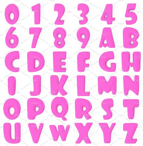 3d Pink Bubble Numbers And Letters Custom Designed Illustrations ~ Creative Market