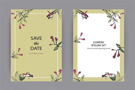 Fuchsia Flowers Wedding Invitation Card Template Design
