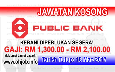 Jawatan kosong 2021 di institut penyelidikan perhutanan malaysia (frim) | permohonan adalah dipelawa daripada. Job Vacancy at Public Bank Berhad - JAWATAN KOSONG ...