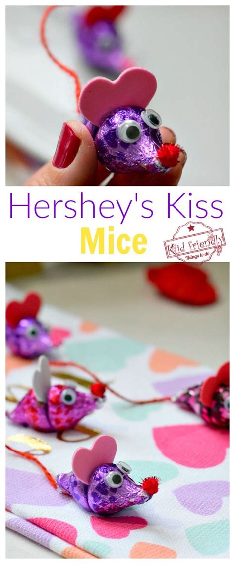 Hersheys Kisses Mice A Valentine Craft For Kids Valentine Crafts