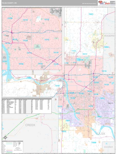 Tulsa County Ok Wall Map Premium Style By Marketmaps