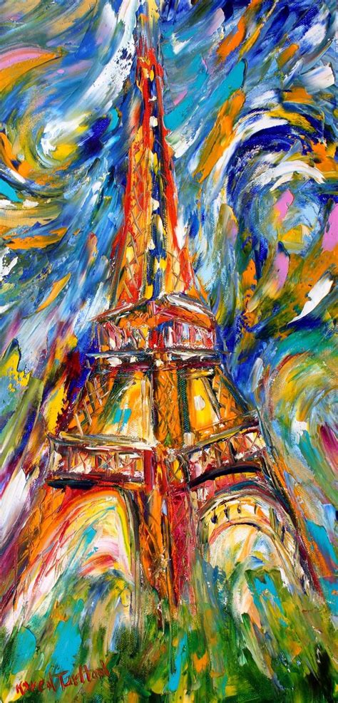 Eiffel Tower Starry Night Abstract Painting In Oil Palette Etsy