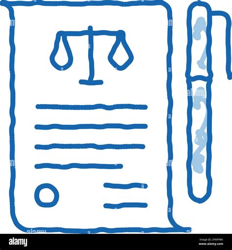 Sheet Of Paper And Pen In Court Law And Judgement Doodle Icon Hand