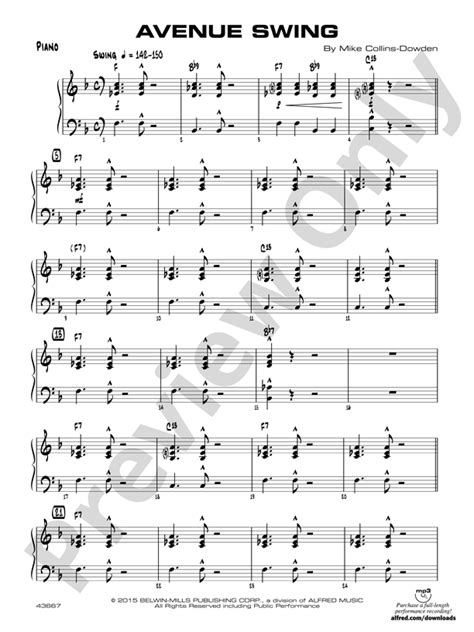 Avenue Swing Piano Accompaniment Piano Accompaniment Part Digital