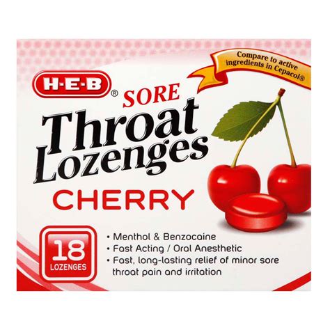 H E B Sore Throat Lozenges Cherry Shop Cough Cold And Flu At H E B