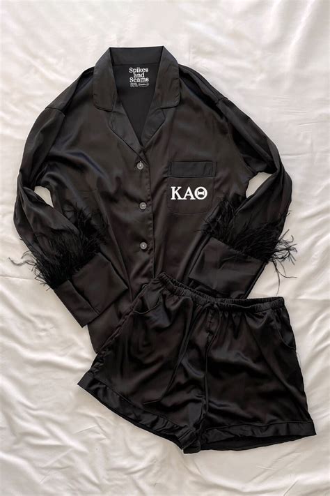 Greek Letters Kappa Alpha Theta Feather Pajamas Custom Name Pajamas