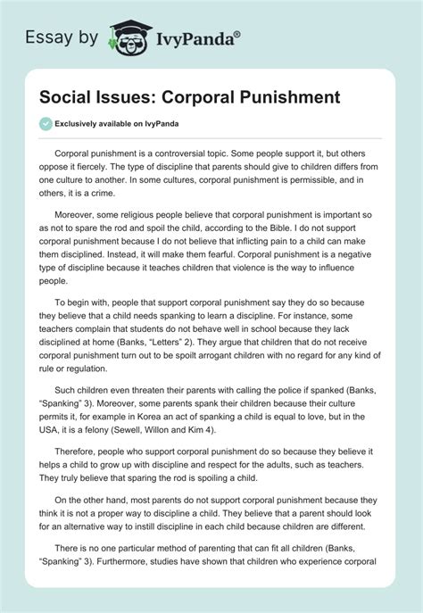 Social Issues Corporal Punishment 555 Words Essay Example