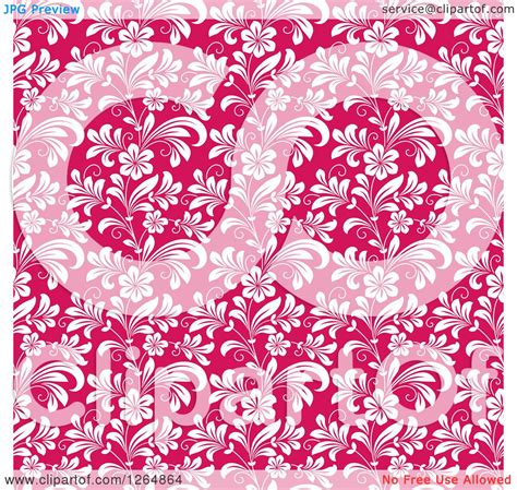 Clipart Of A Seamless Background Pattern Of White Floral Vines On Pink