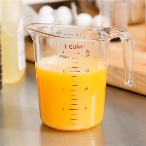 To convert between liters and imperial quarts, please visit liters to uk quarts. Choice 1 Qt. Clear Plastic Measuring Cup with Gradations