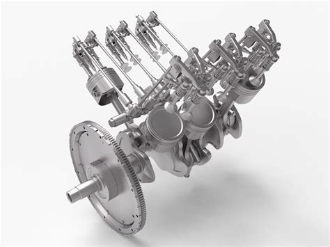 Four Stroke Combustion Engine Internal Parts 3d Model