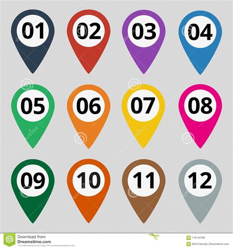 Flat Map Markers With Numbers Stock Illustration Illustration Of