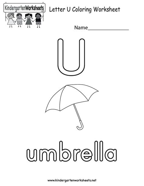 Letter U Alphabet Coloring Worksheet For Kids This Would Be A Fun