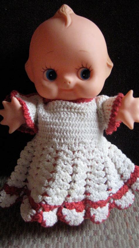 Vintage Kewpie Doll Hand Crocheted Dress Great Condition