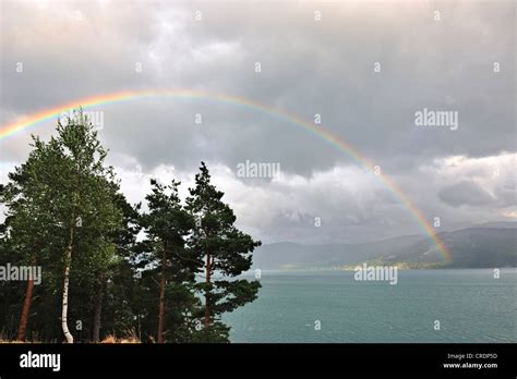 Rainbow Over Hardanger Fjord Norway Stock Photo Alamy