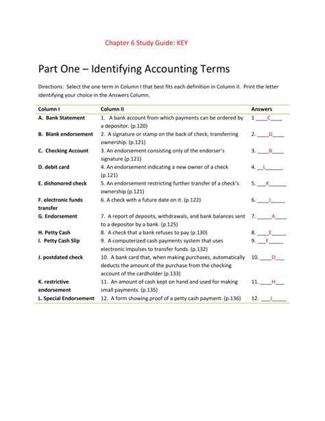 Accounting Study Guide Answers Accounting Chapter Study Guide