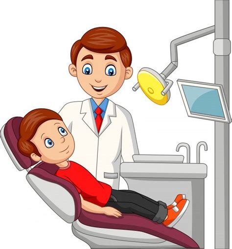 Premium Vector Cartoon Little Boy In The Dentist Office Dentist