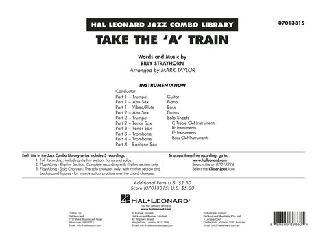 Take The A Train Arr Mark Taylor Conductor Score Full Score Sheet Music Duke