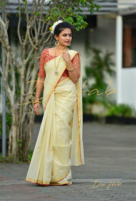 Pin By Divya S On Saree Kerala Saree Blouse Designs Onam Saree