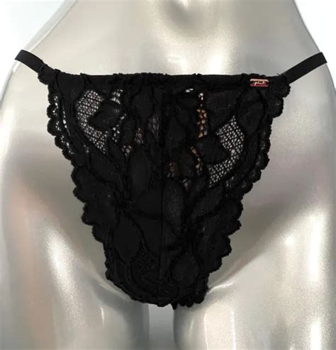 Pink Victorias Secret Nwt Black Floral Lace Sexy V G String Thong Panty