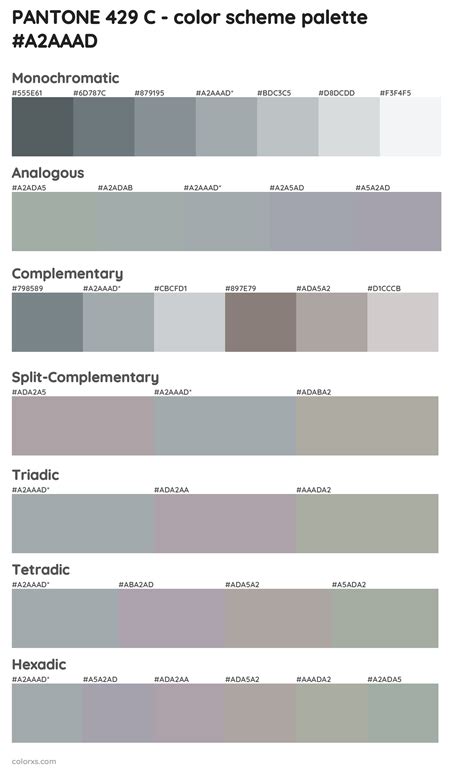 Pantone 429 C Color Palettes And Color Scheme Combinations