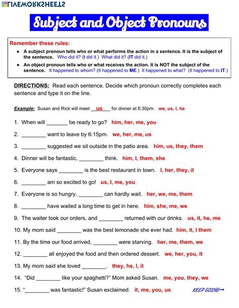 Subject And Object Pronouns Online Exercise And Pdf You Can Do The